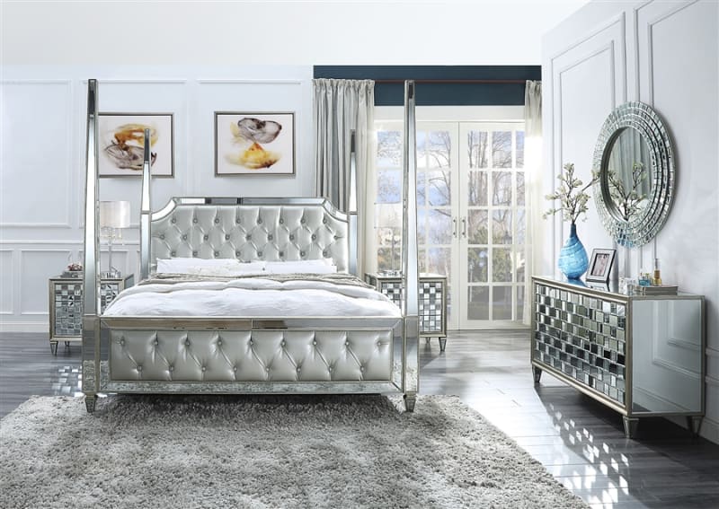 Modern Legacy 6 Piece Canopy Bedroom Set in Mirror Finish by Homey Design - HD-6001