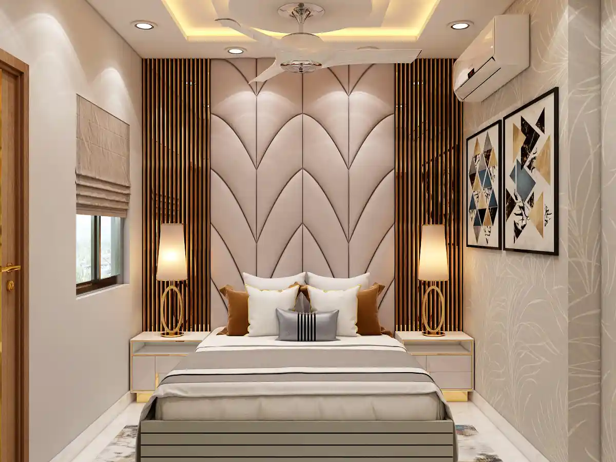 Modern Luxury Bedroom With Elegant Panelled Accent Wall by CTRIN Interior Pvt Ltd | KreateCube