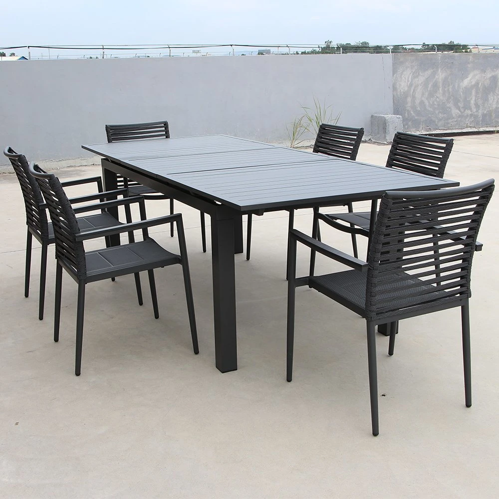 Modern Outdoor Dining Table Rectangle Outdoor Dining Table Metal Frame – CorLiving Furniture