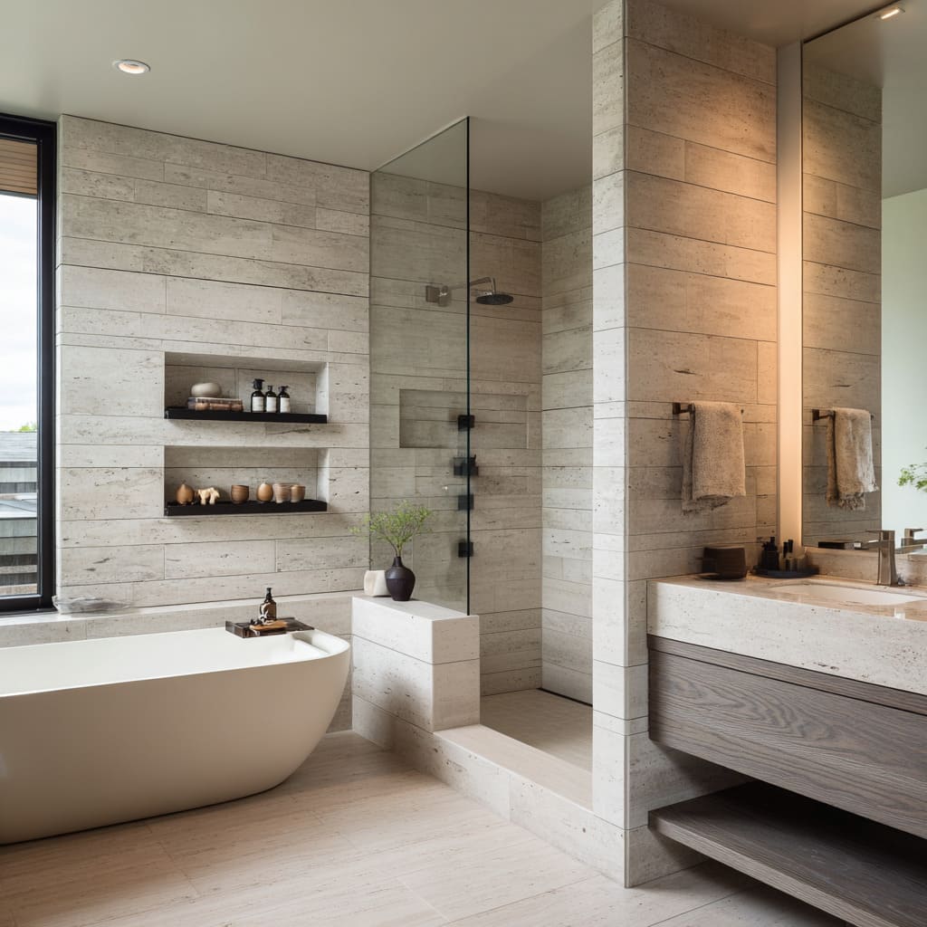 Modern Stone-Look Travertine Bathroom Styles | Design Ideas