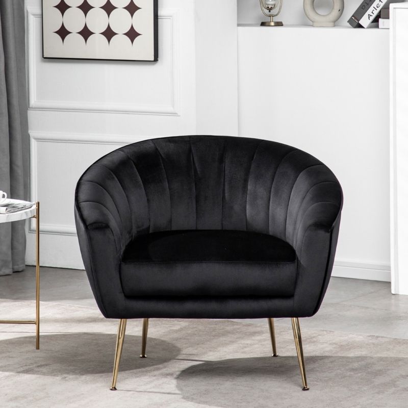 Modern Velvet Barrel Accent Chair | Foter