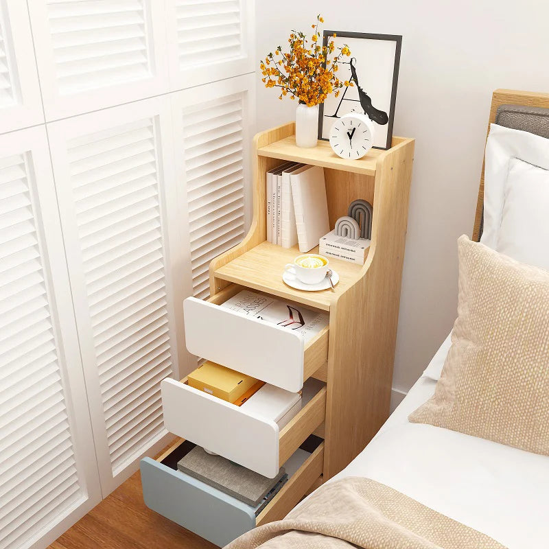Modern Wooden Bedside Table With Storage Drawers