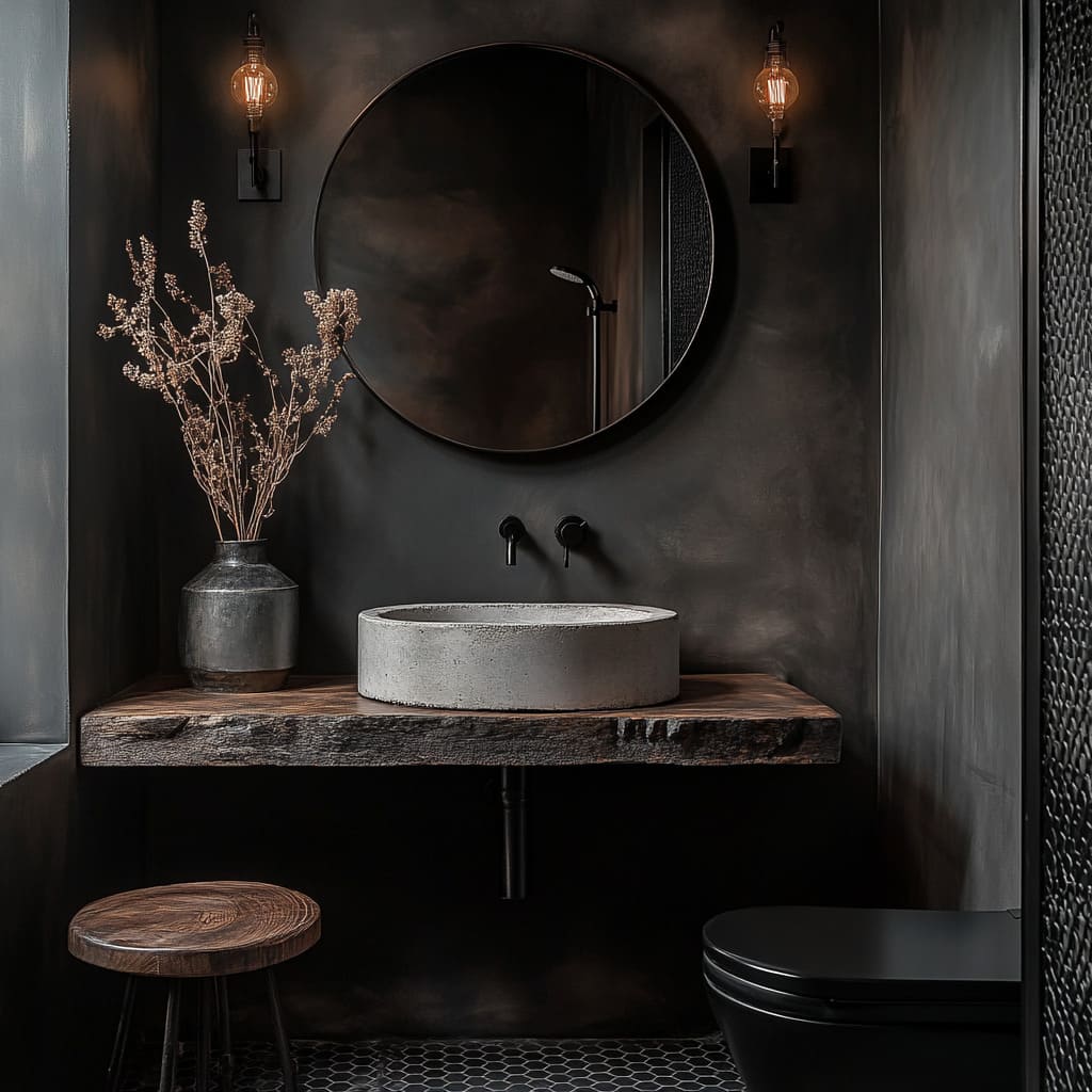 Moody Powder Room Design Ideas | Limewash, Venetian Plaster ...