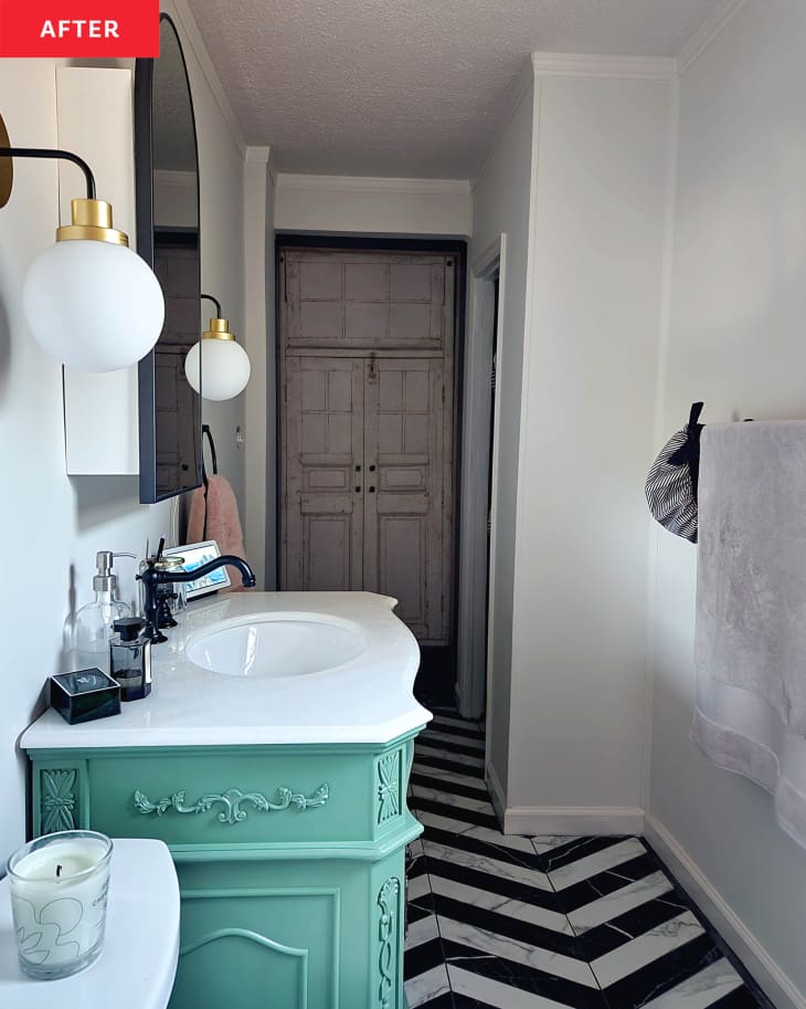 My Pumpkin Orange Bathroom Gets a Vintage-Inspired Refresh | Apartment Therapy