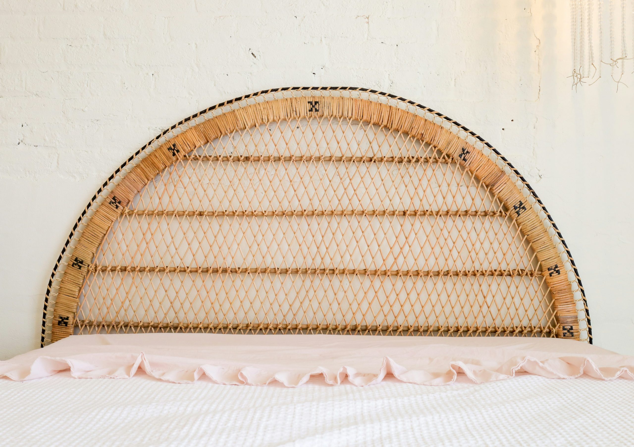 Natural Wicker Rattan Headboard Bedding