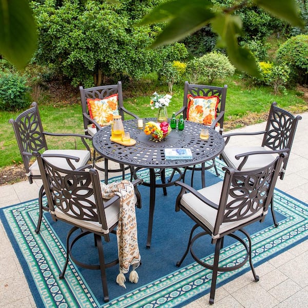Outdoor Dining Chairs For Bar Height Table PHI VILLA 5-Piece Metal Outdoor Patio Bar Height