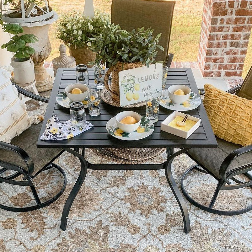 Patio Dining Table, Metal, 37 In. Square