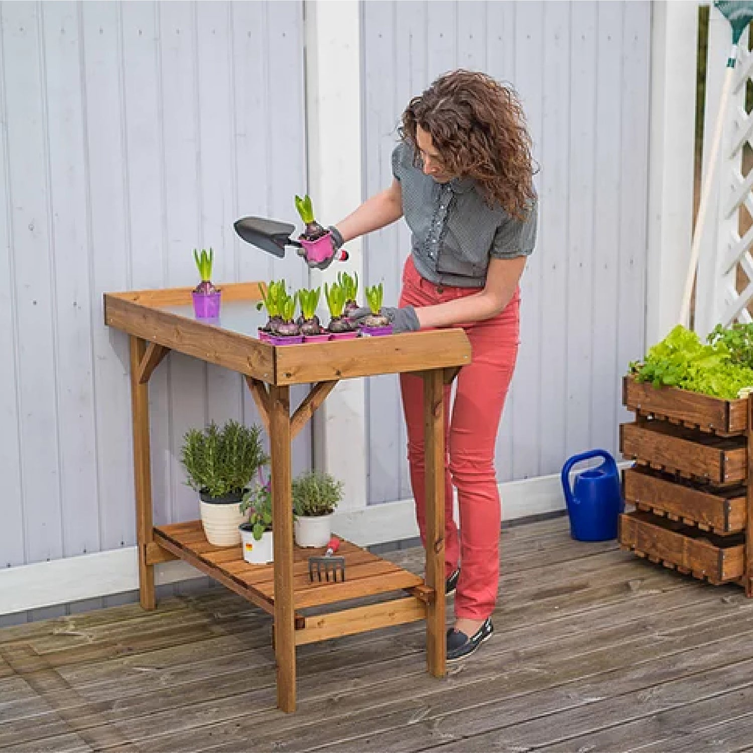 Potted Plants Outdoor Potting Bench Table Rustic Potting Bench Table Antique Farmhouse