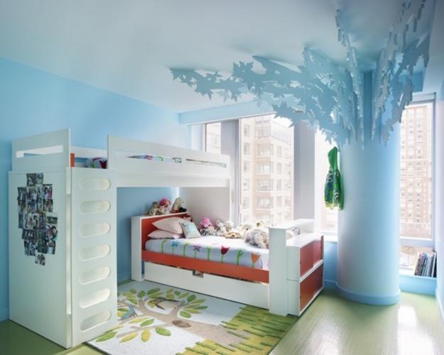 Romantic Kids Room Design, Trees for Decorating Empty Walls