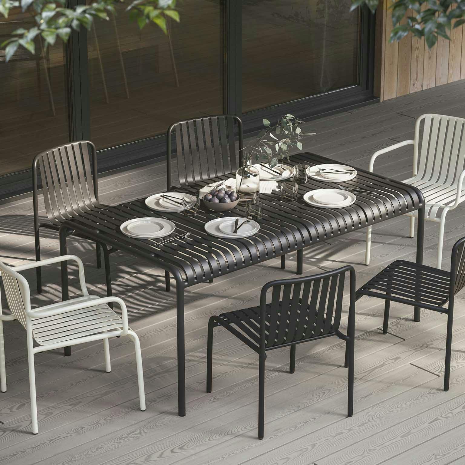 Sarek Black Outdoor Metal Dining Table for 6 | Article