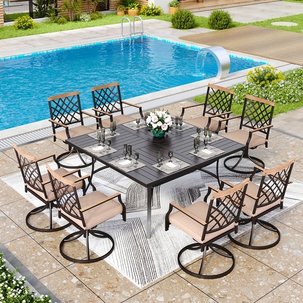 Seater Metal Outdoor Seating Veranda 8-Seater Outdoor Dining Set With 60' Square Table Phi Villa