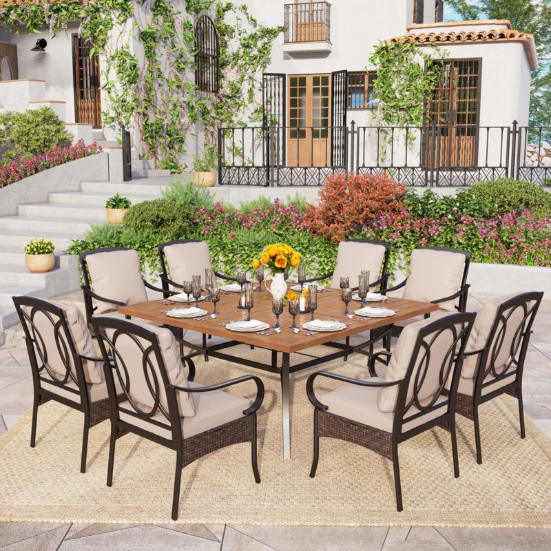Seater Square Patio Tables MAISON ARTS 9-Piece Patio Dining Set, 60 Inch Square Metal Table