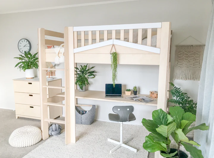 SkyLoft Kids Bed with Built-In Desk - WOOD PLAY KID