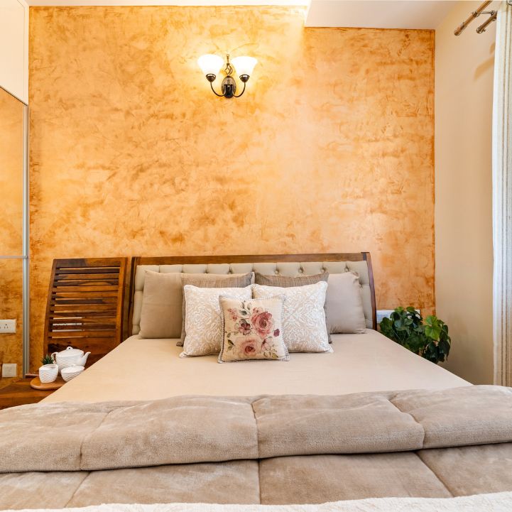 Textured Wall Paint Design With Sconces | Livspace