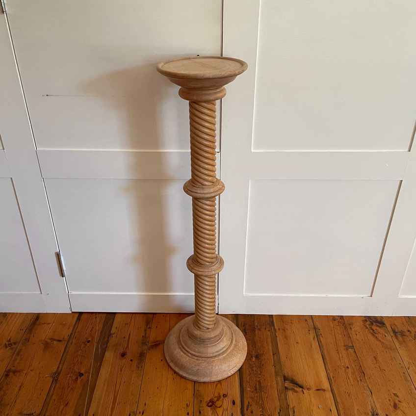Vintage Quality Solid Beech Decorative Wooden Plant Stand Barley Twist Aesthetics | Vinterior