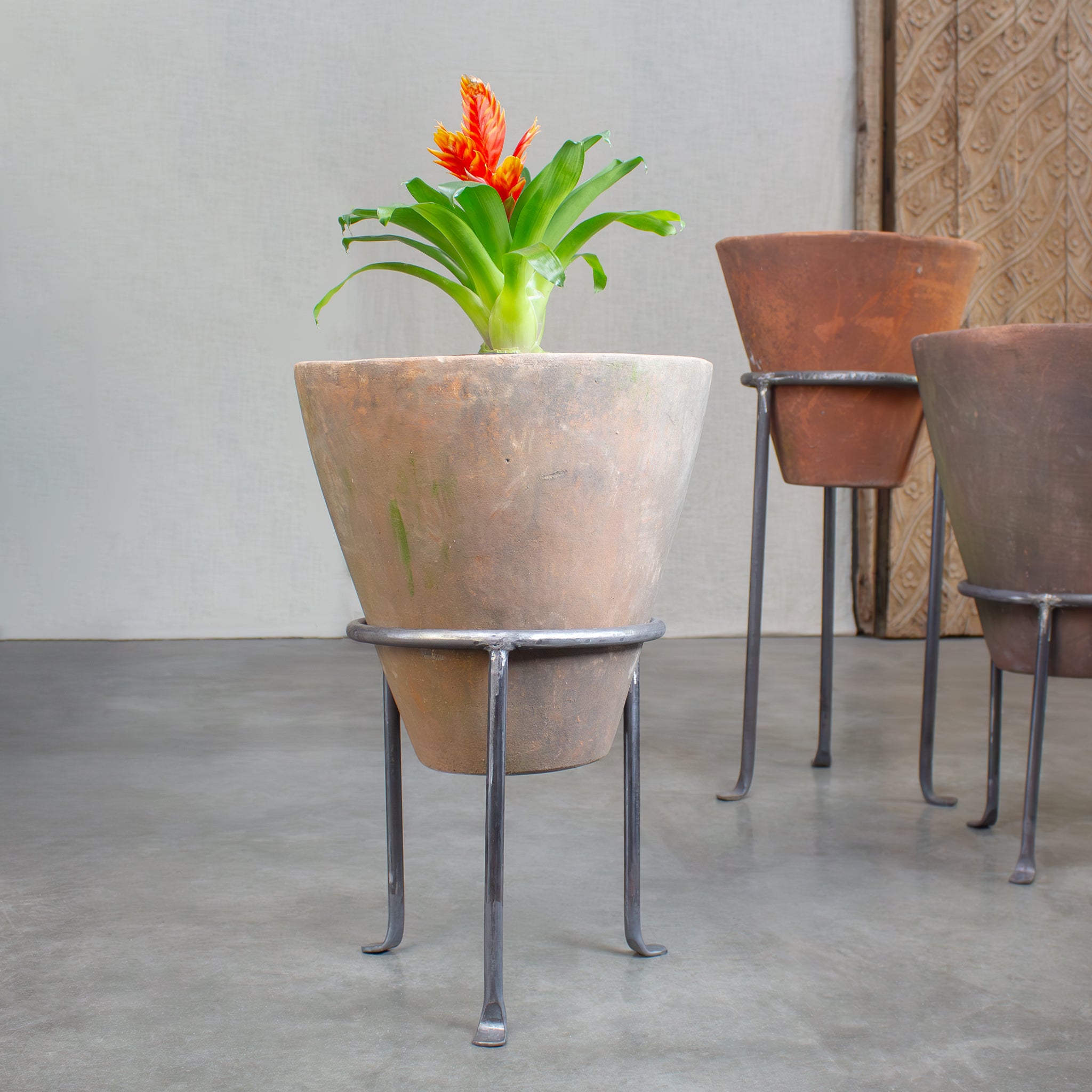 Vintage Terracotta Cone Planter with Footed Stand.