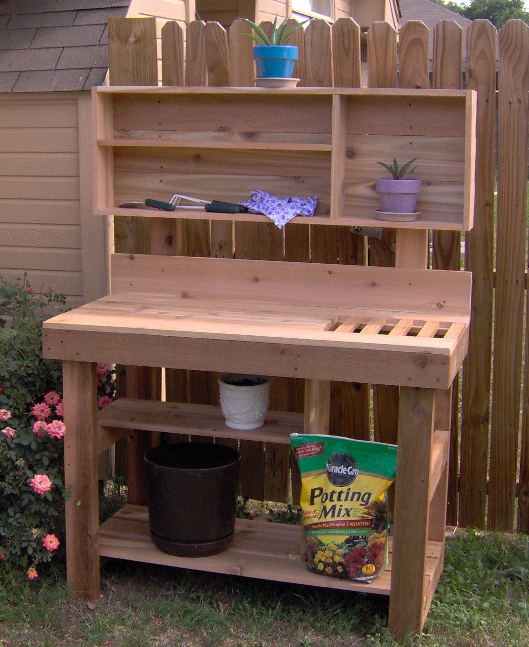 Wooden Potting Leisure Season Potting Bench Plants Cedar Potting Bench With Sink Laijoy Natural Cedar Potting