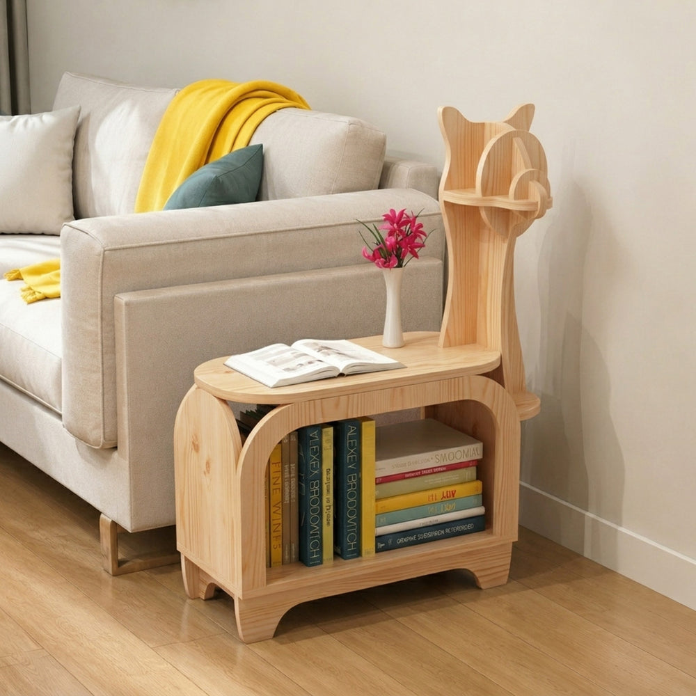 Wooden Storage Shelf Alpaca Animal Shape Bookshelf Kids Bookcases Storage Rack, M / Black Walnut