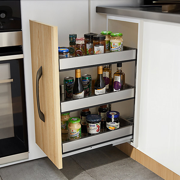 3-Tier Stainless Steel Pull Out Shelf Narrow Cabinet 20cm W