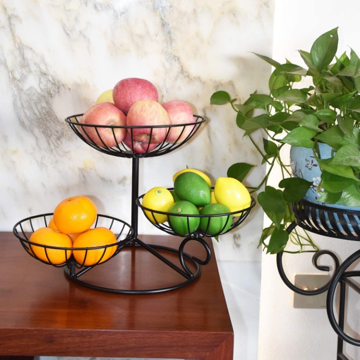 3Tier Countertop Fruit Vegetables Basket Holder Decorative Fruit Bowl Storage