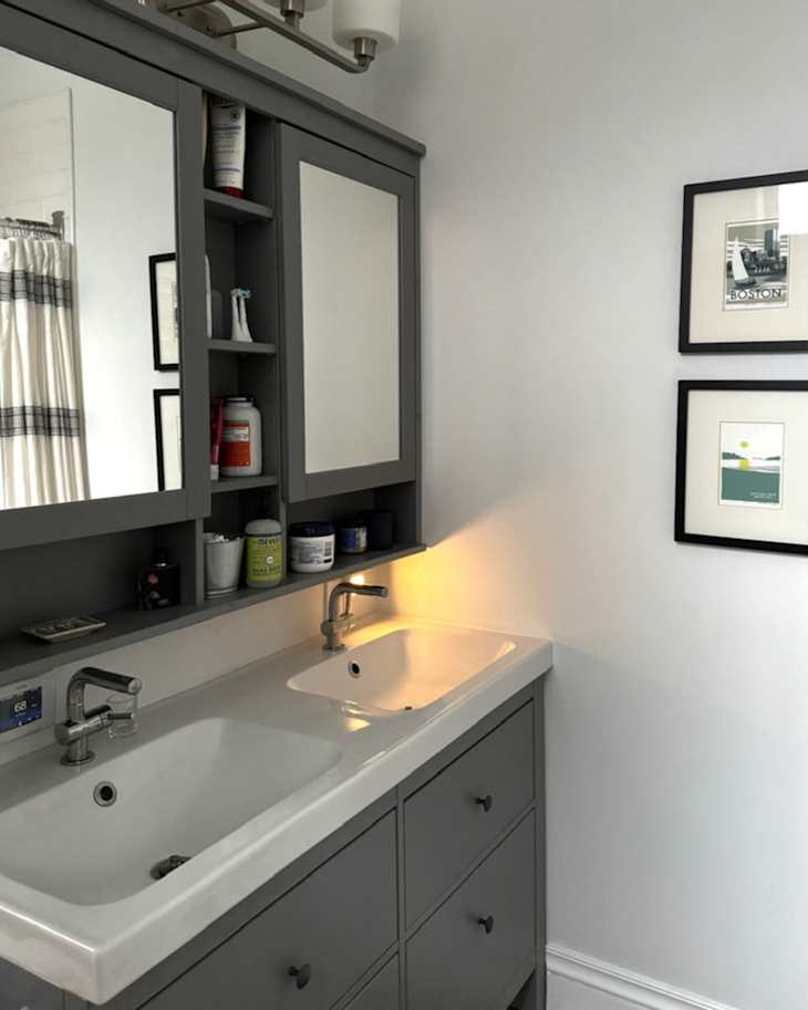 A $1K Bathroom Makeover Has Burgundy Paint & an IKEA Hack | Apartment Therapy