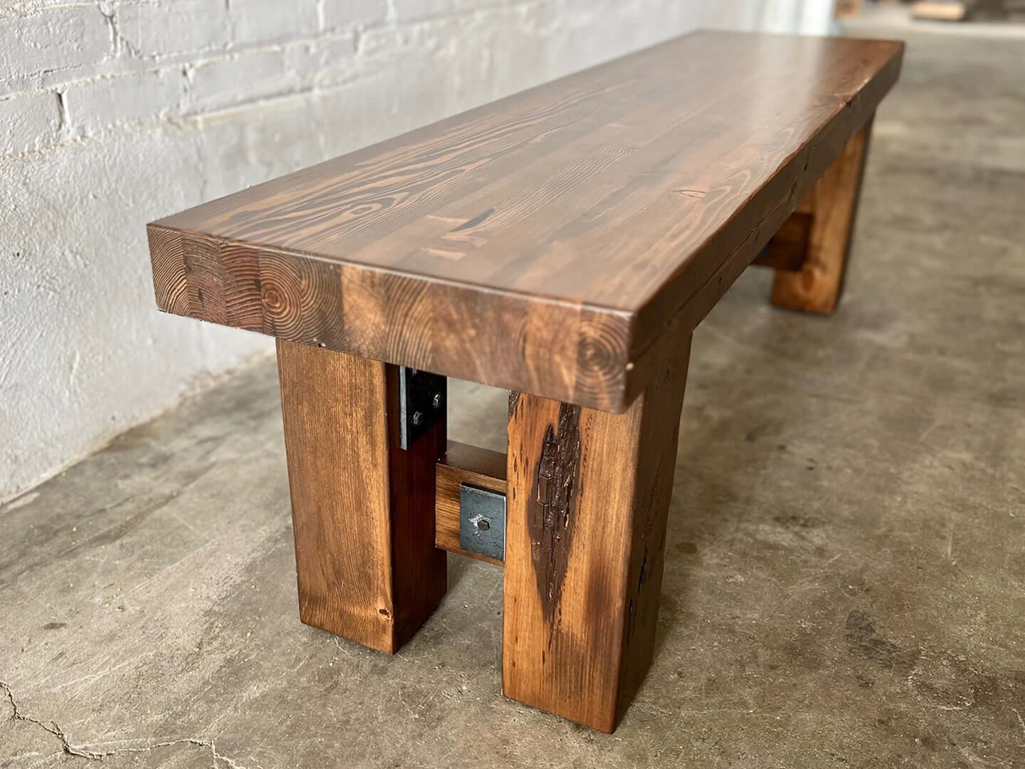 Ambassador Reclaimed Wood Bench - Walnut Stain Finish - WORKSHOP