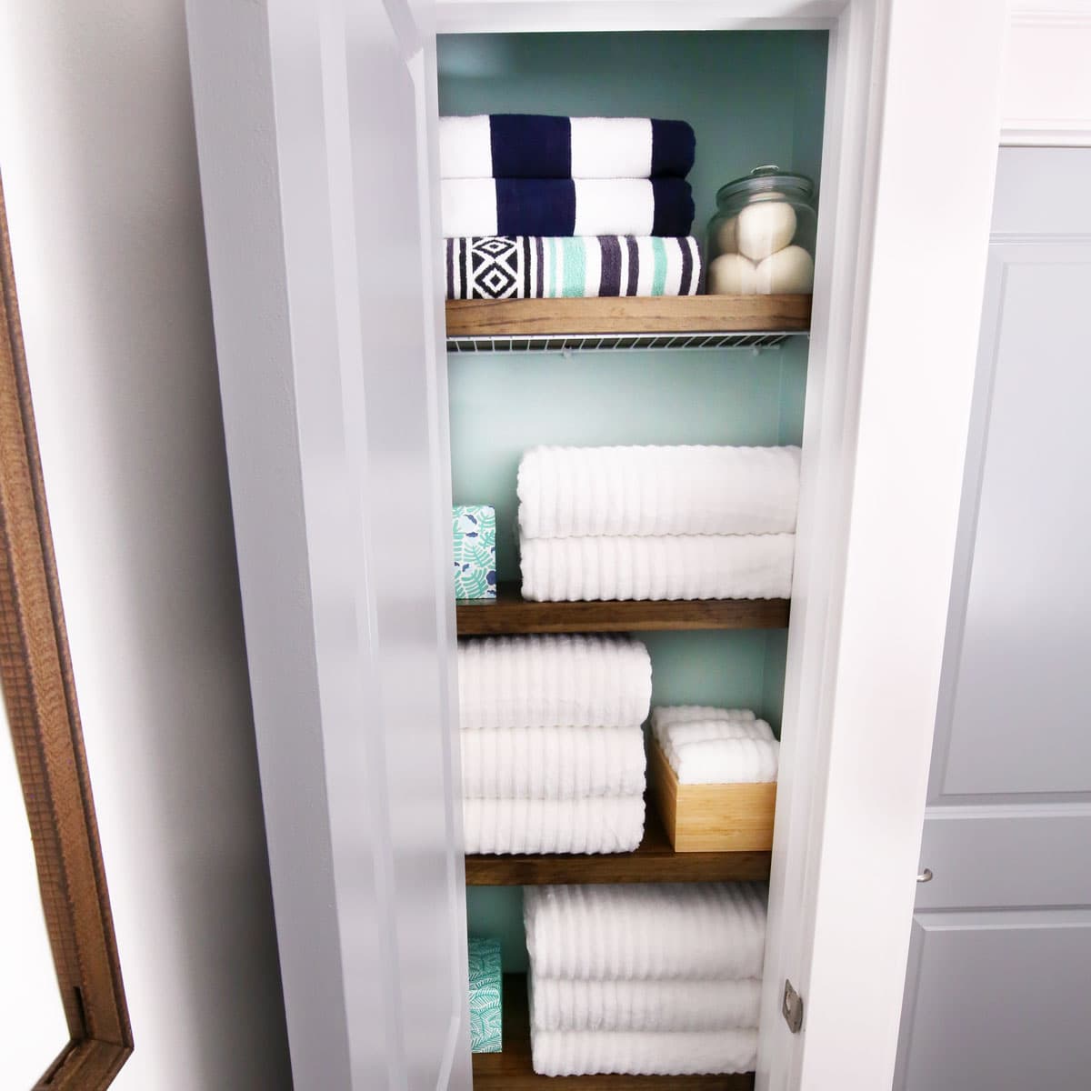 Bathroom Closet Organizing Towel And Linen Storage How To Organize A Small Linen Closet Abby Organizes