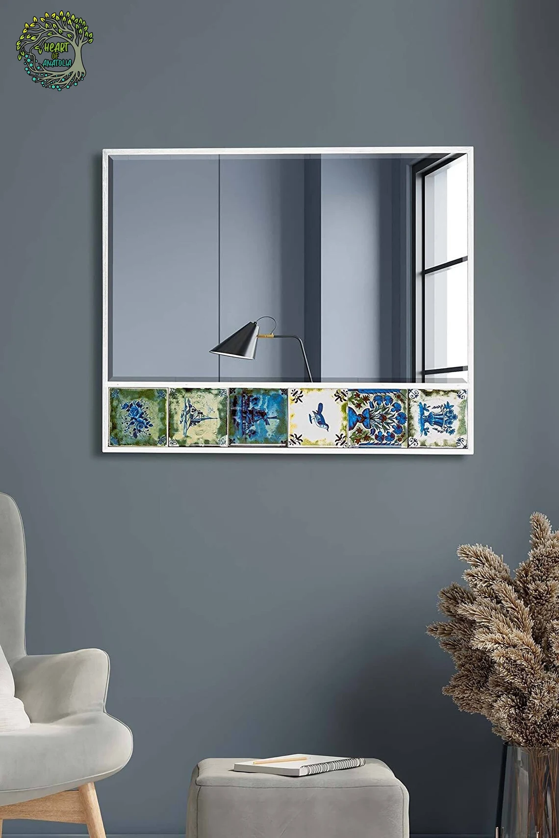 Boho Mirror | Wall Decor Mirror Art | Full Lenght Boho Mosaic Large Wood Floor Mirror for Bathroom | Vintage Vanity Mirror Gift for Moving | HeartOfAnatolia