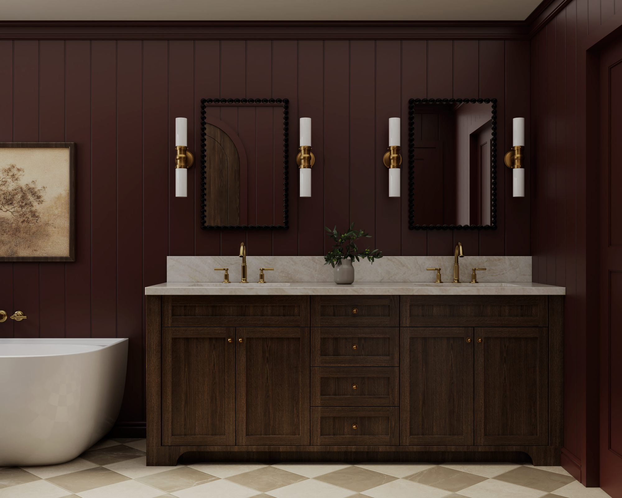 Burgundy Bath” – Los Angeles, CA – MARB Design