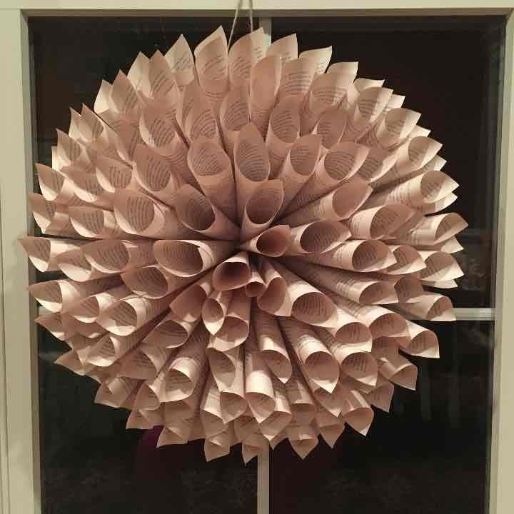 Dahlia repurposed book wreath New | Mercari