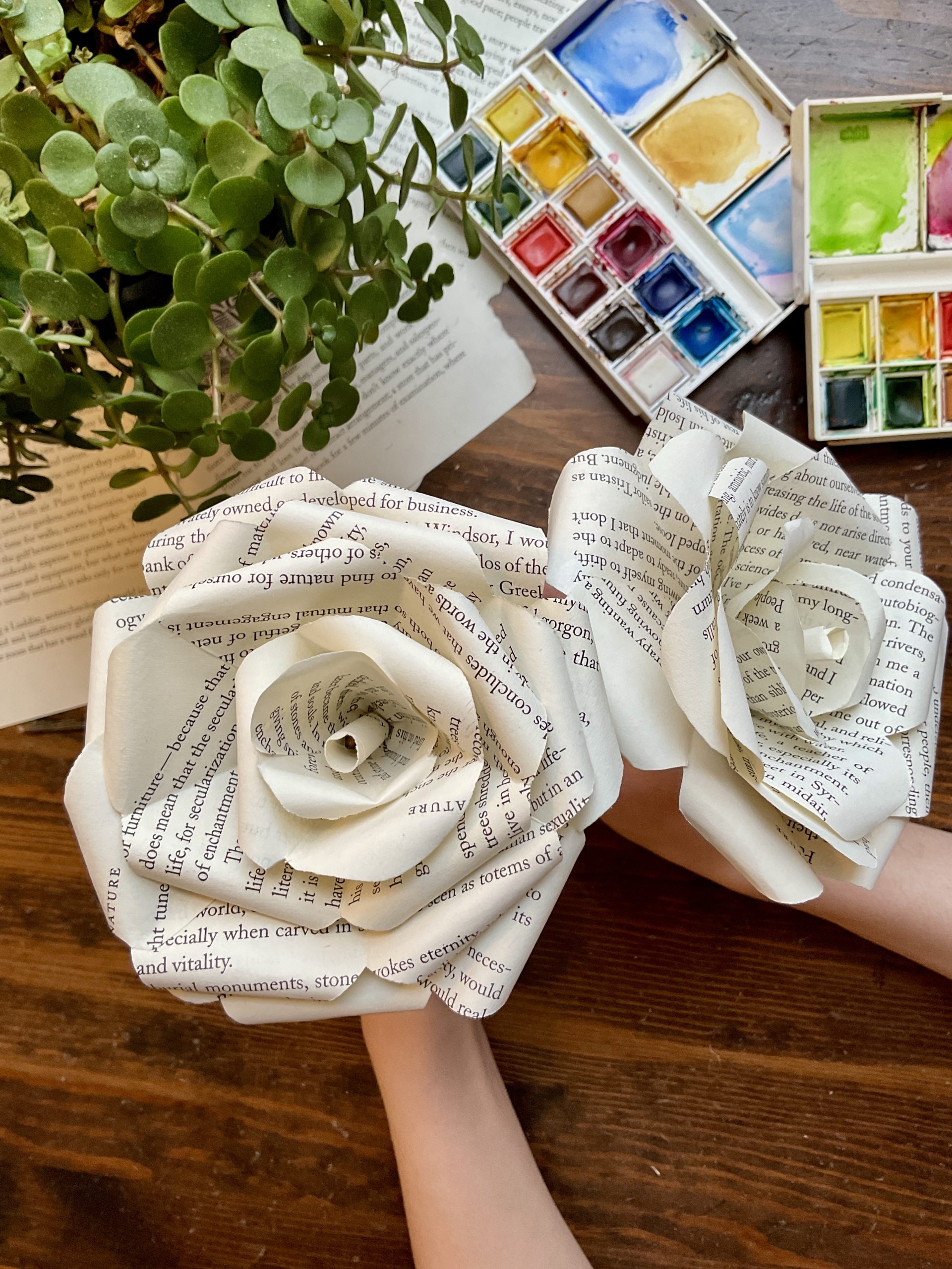 DIY Book Page Paper Roses - Books and Willows