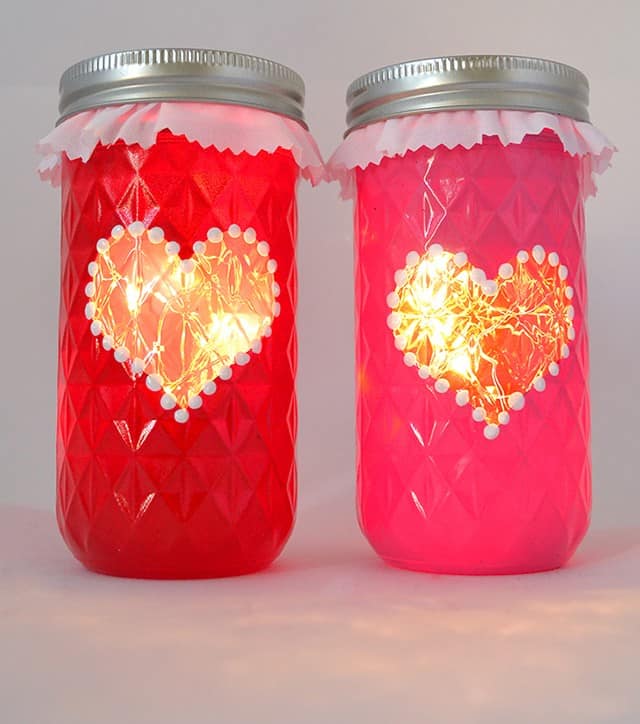DIY Valentine Heart Mason Jar Luminaries