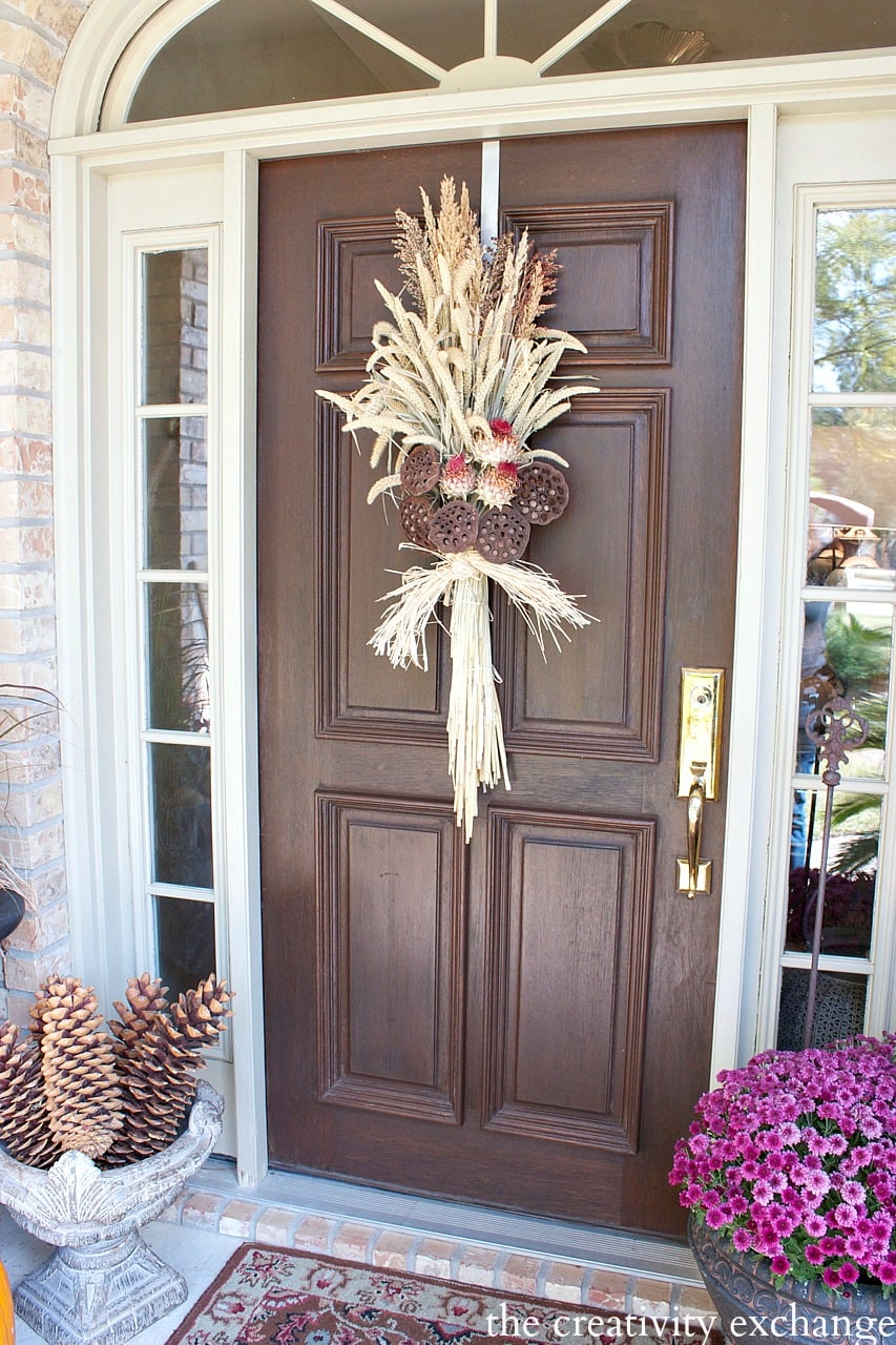 Easy Fall Door Swag Using Dried Naturals