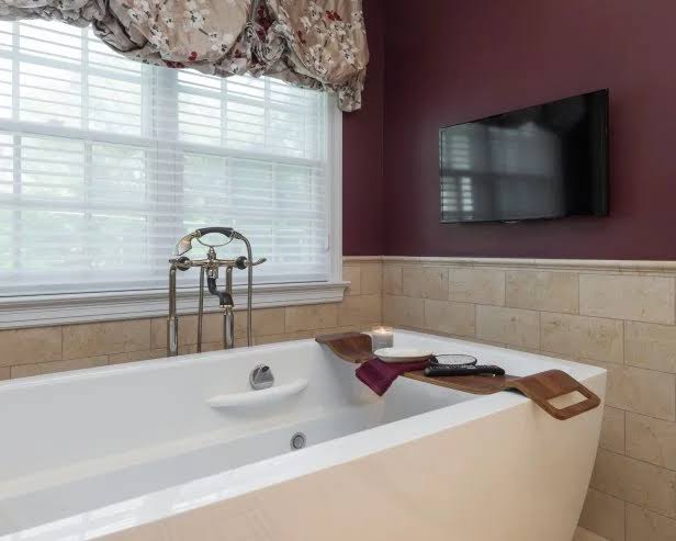 Elegant Burgundy Bathroom Inspired by Burberry Brand | HGTV