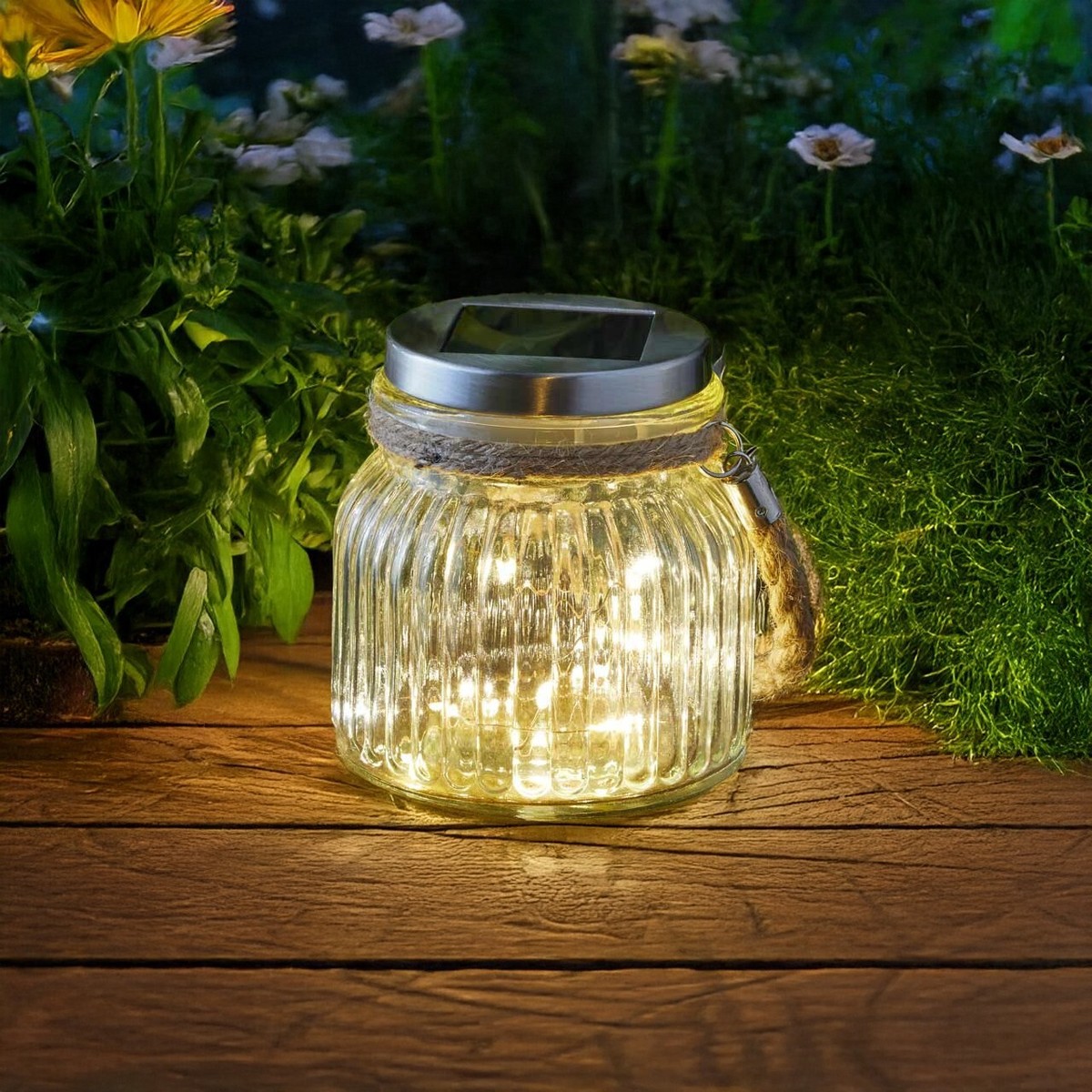 Firefly Effect Jar Fairy Solar Powered Light Outdoor Waterproof LED Table Bright | eBay