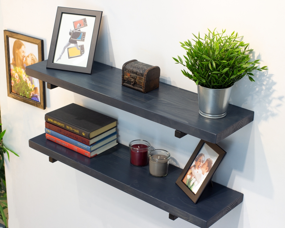 Floating Shelf with Minimalistic Style Metal Brackets - Monaco