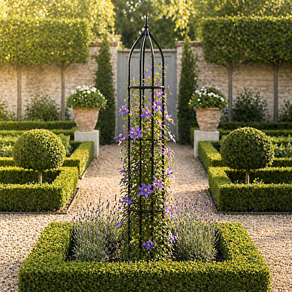 Garden Obelisk for Climbing Plants 220cm 7ft - Metal Plant Cage Support Trellis Rose Tower for Flowers,