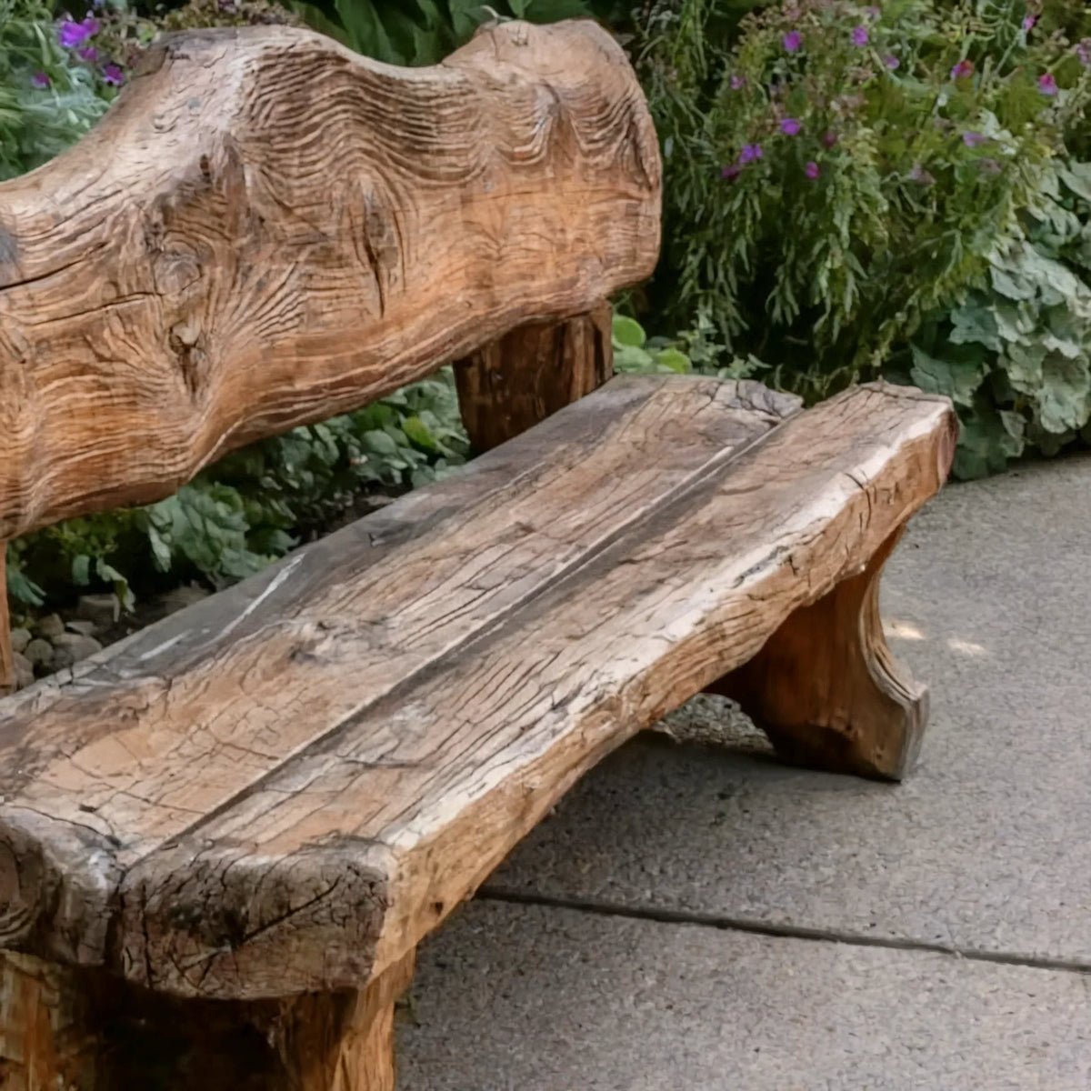 Handcrafted Rustic Solid Wood Bench - Natural Log Seating for Garden & Patio - 43'W x 30'H / 14 inches