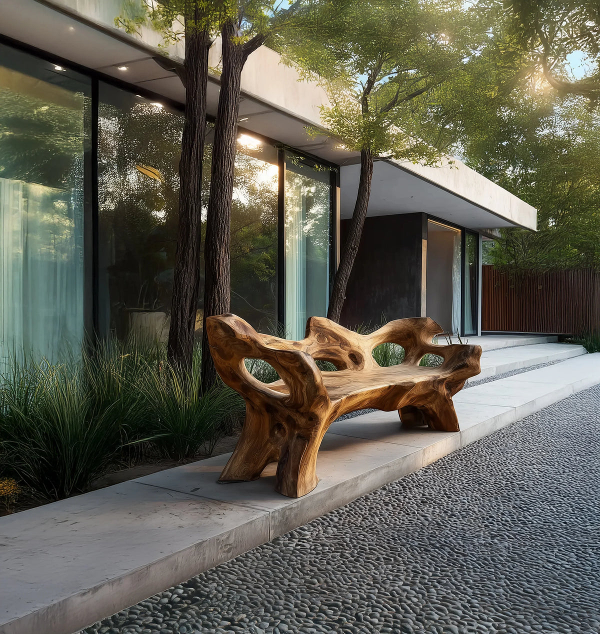 Handcrafted Solid Wood Bench – Indoor & Outdoor Custom Seating with Live Edge - 40'W x 38'H x 14'D