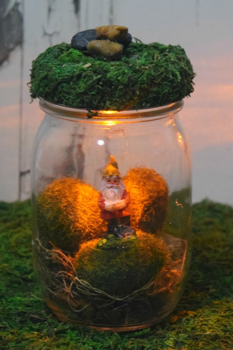 Handmade Terrarium Night Light Gnome Home Lantern