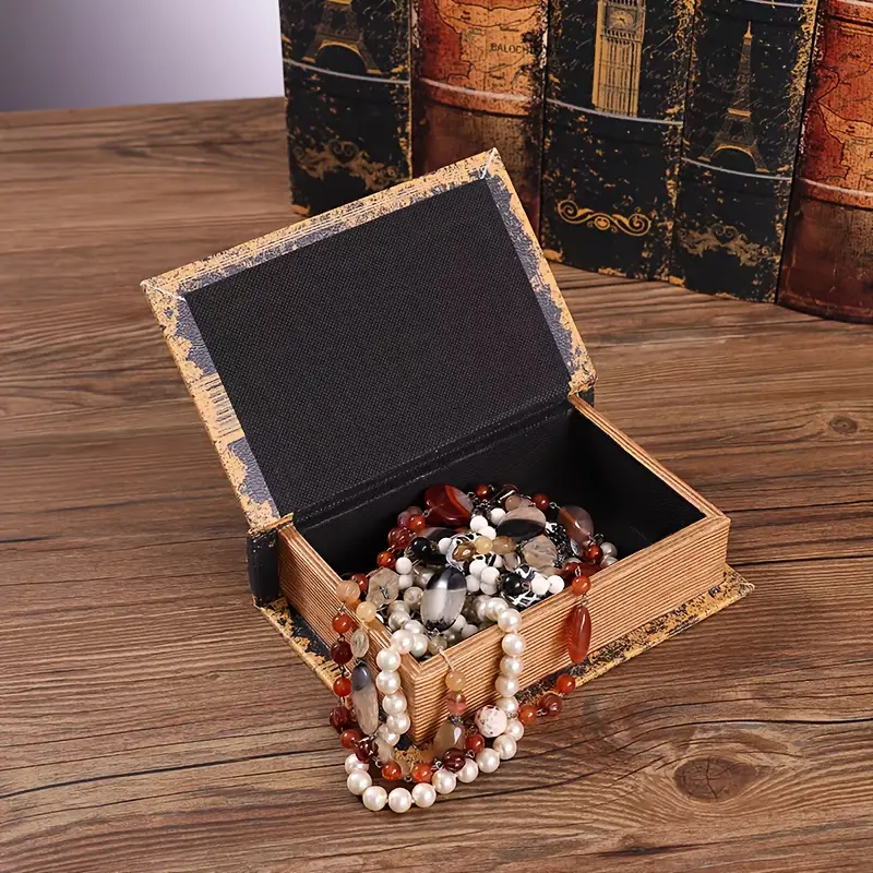 handmade vintage american book wood leather storage box - Temu Qatar