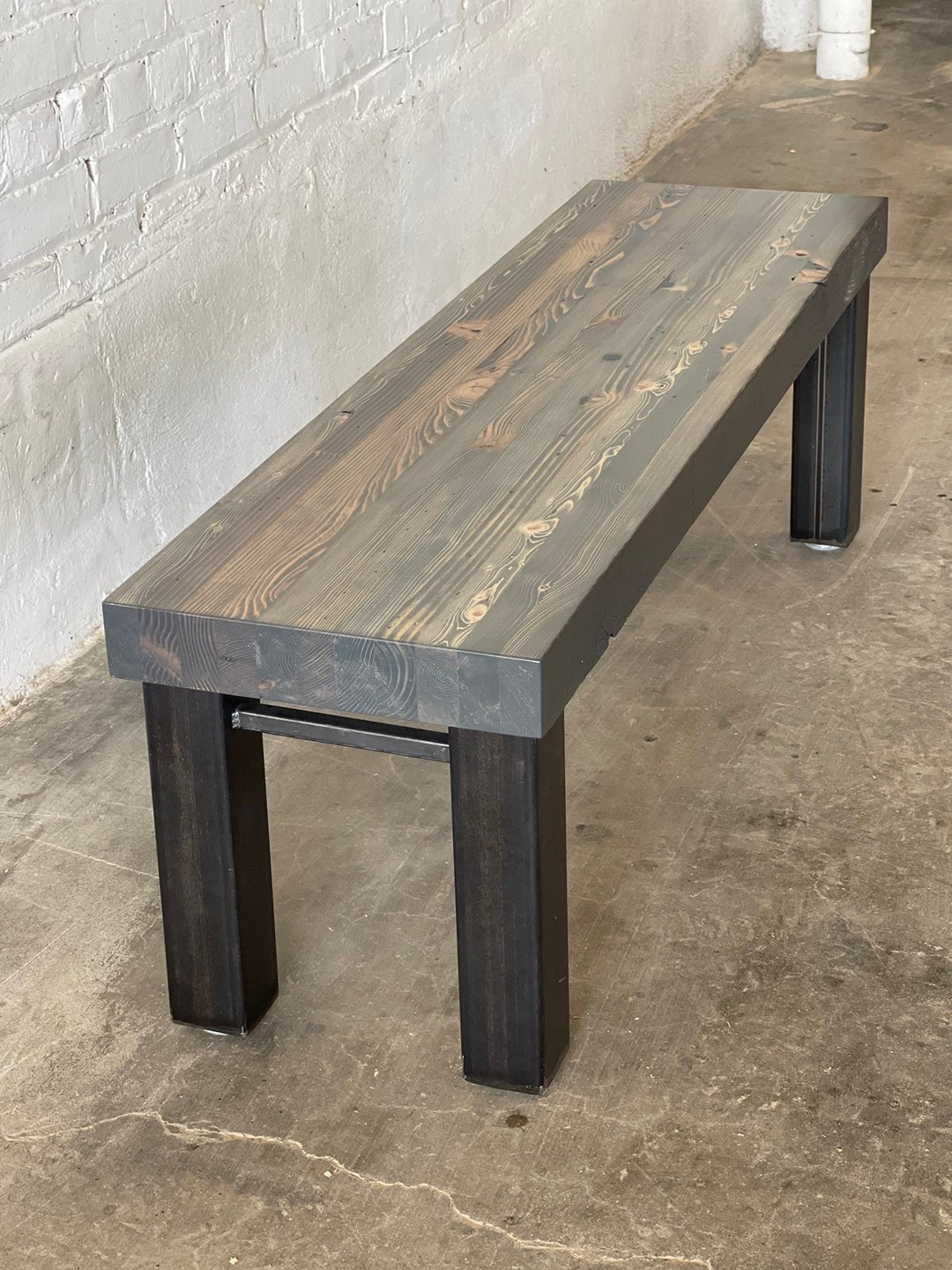 High Street Bench - Reclaimed Wood - Carbon Gray Stain Finish - WORKSHOP