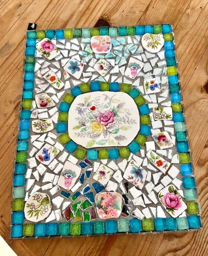 How to Create a Pretty Mosaic Using Broken Mirror and Old Crockery | Hometalk