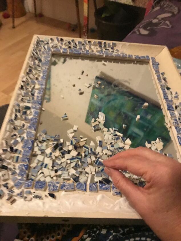 How to Use up Your Broken China to Decorate a Mirror Frame DIY | Hometalk