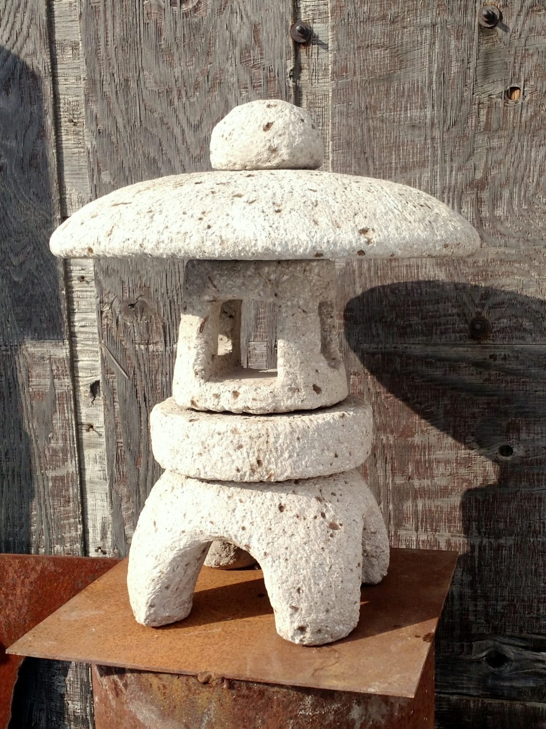 Hypertufa Garden Lantern 18 or 24 Tall | Japanese Style Stone Lantern | Lightweight Concrete Sculpture Art | Outdoor Frost Proof Pagoda
