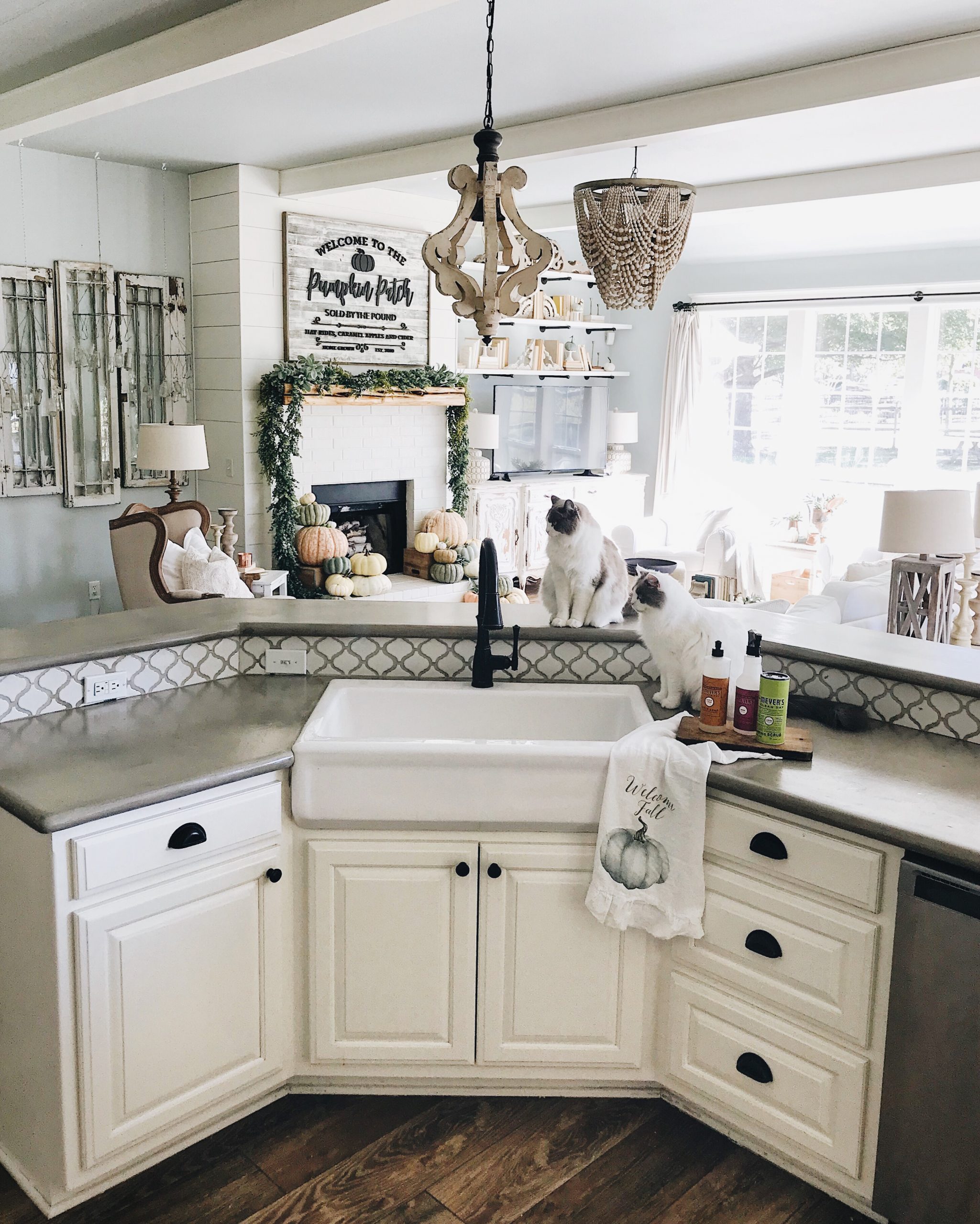 Inexpensive Farmhouse Hacks - DIY Concrete Counters and Faux Farm Sink - Cotton Stem