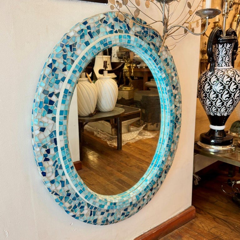 Italian Blue Mosaic Mirror For Sale at 1stDibs