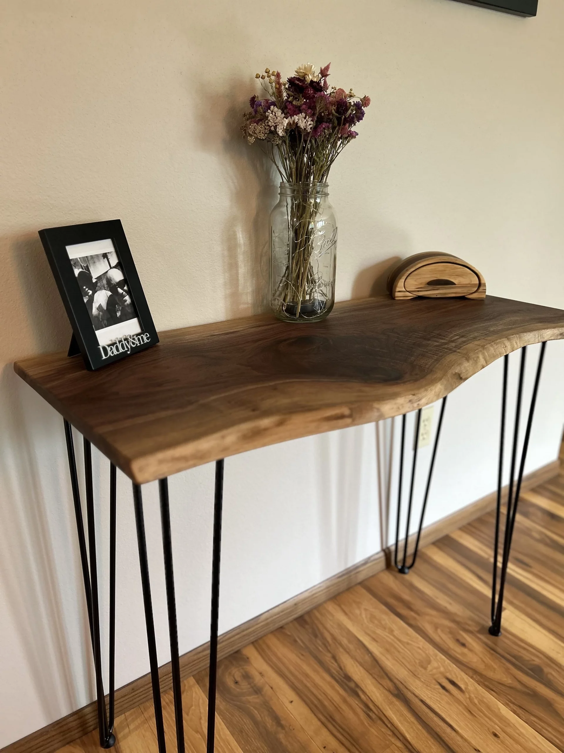 Live Edge Slab Console Table — Mercer & Sons Woodcrafts