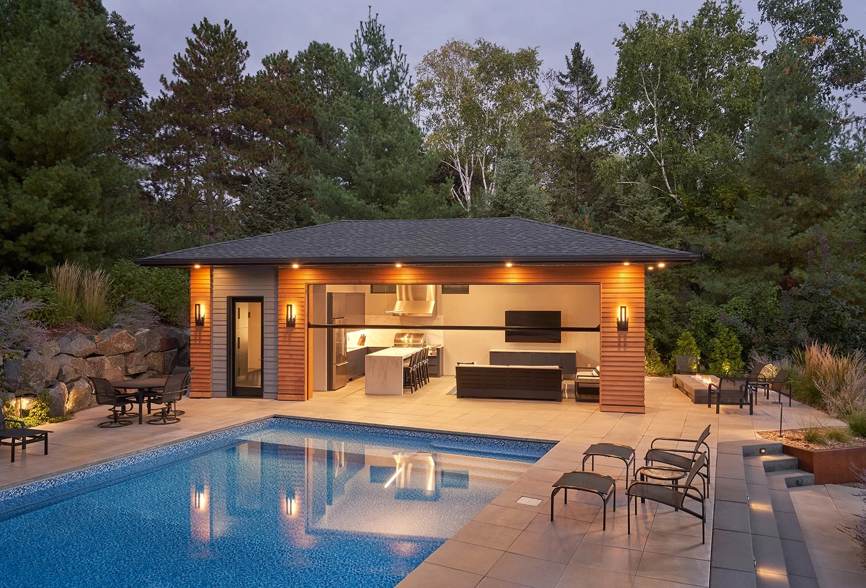 Modern Pool House & Outdoor Kitchen | Twin Cities | McDonald Remodeling