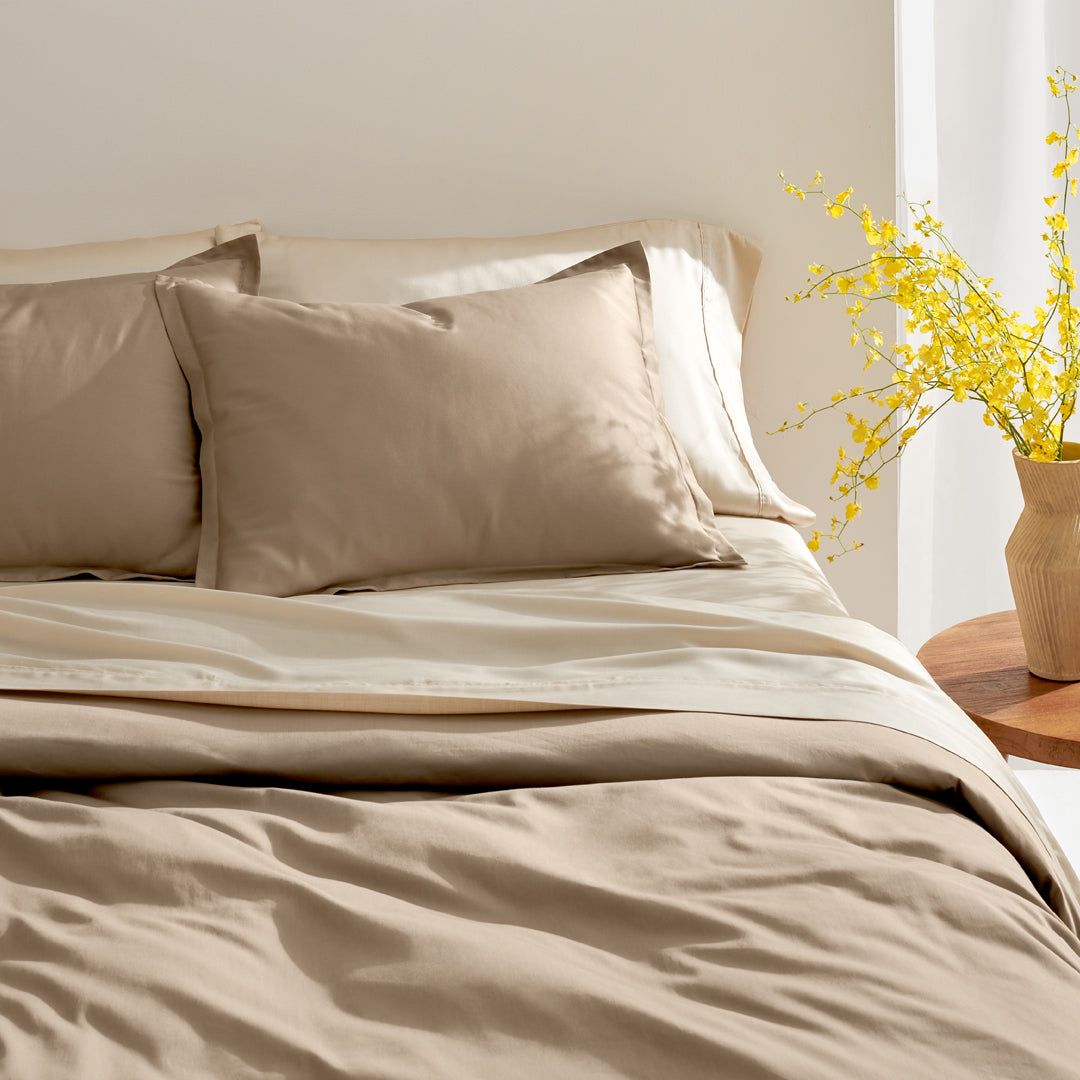Organic Sateen Sheet Set - Beige Twin XL Beige Bed Sheet